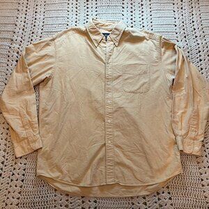 Eddie Bauer Yellow 100% Cotton Oxford Button Down Shirt Size Large